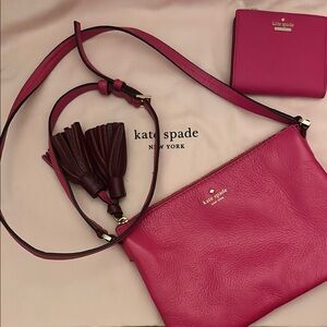 Kate Spade Pink Crossbody Bag with Gold Hardware with Wallet